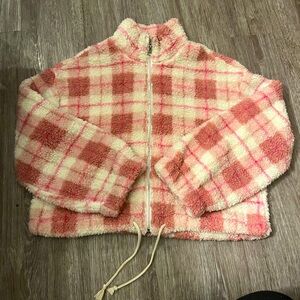 Pink and white cropped sweater